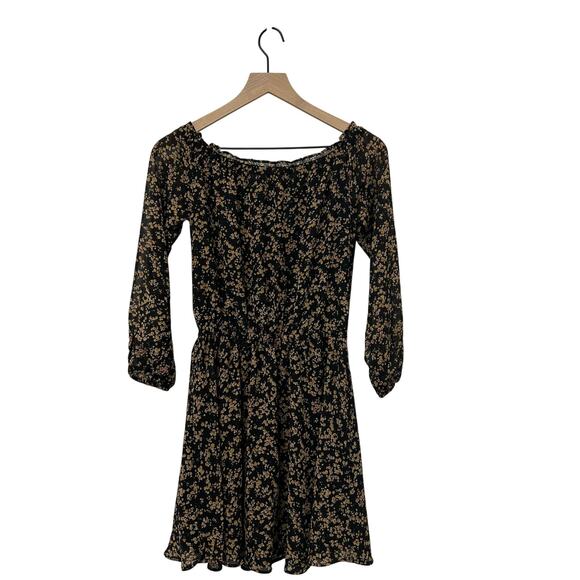 Miss Me Black Paisley Mini Dress Boho Peasant Sheer Sleeve Size S Festival Chic - Picture 5 of 8